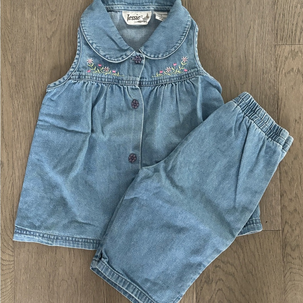 Jessie Two Piece faux Denium Set